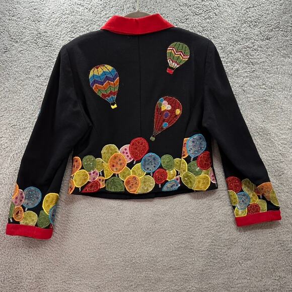Vintage Anage Women's Small Jacket Hot Air Balloon Design Embroidered Sequins - Picture 7 of 13